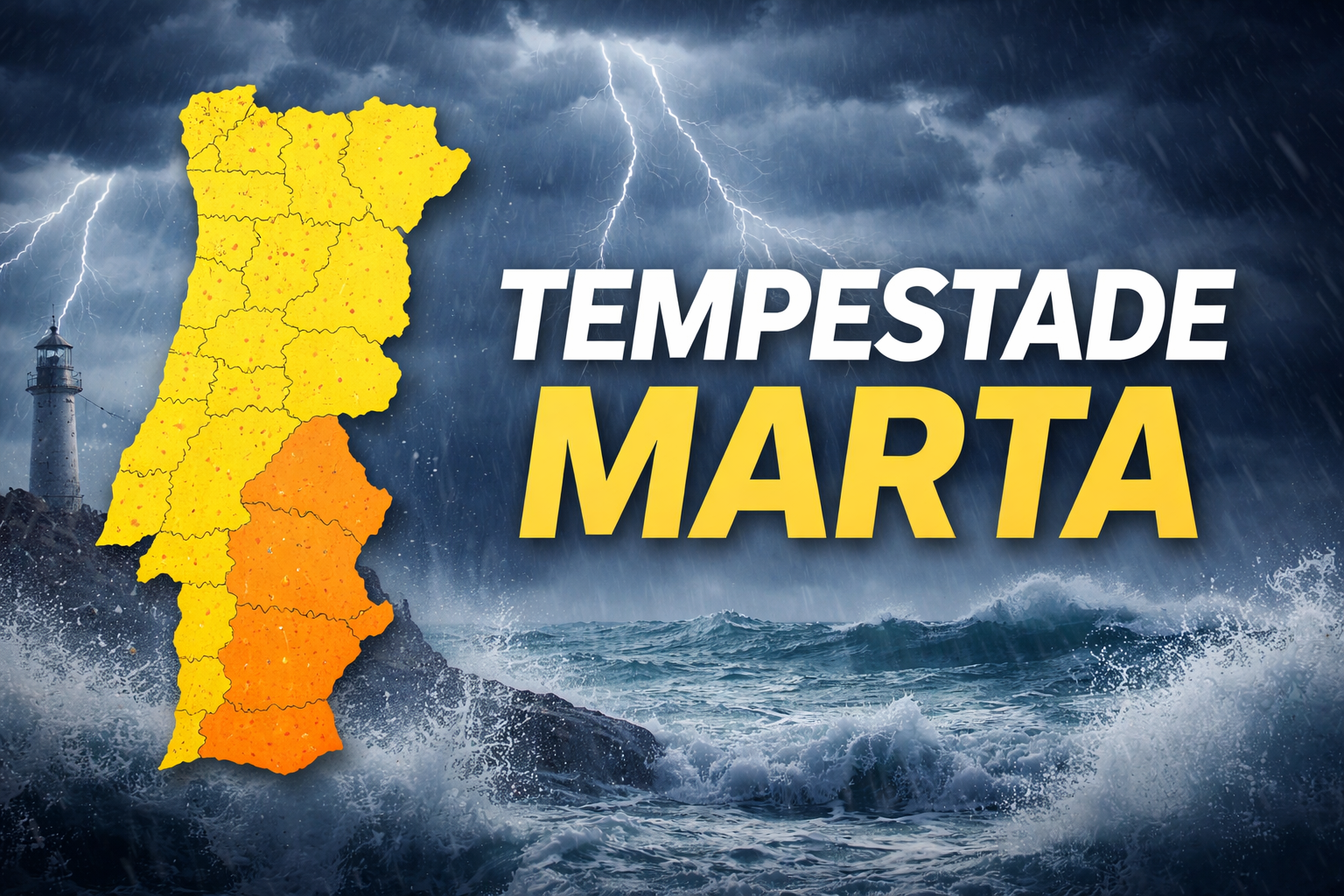 Agitação marítima durante a tempestade Marta em Portugal.