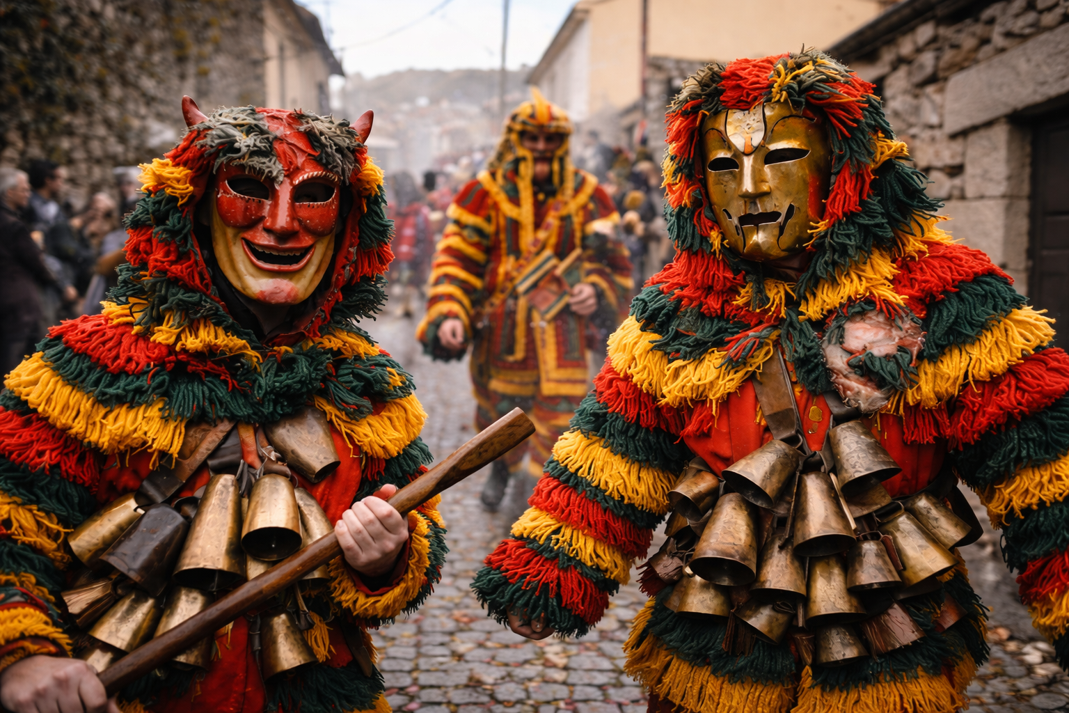 Caretos de Podence no carnaval.