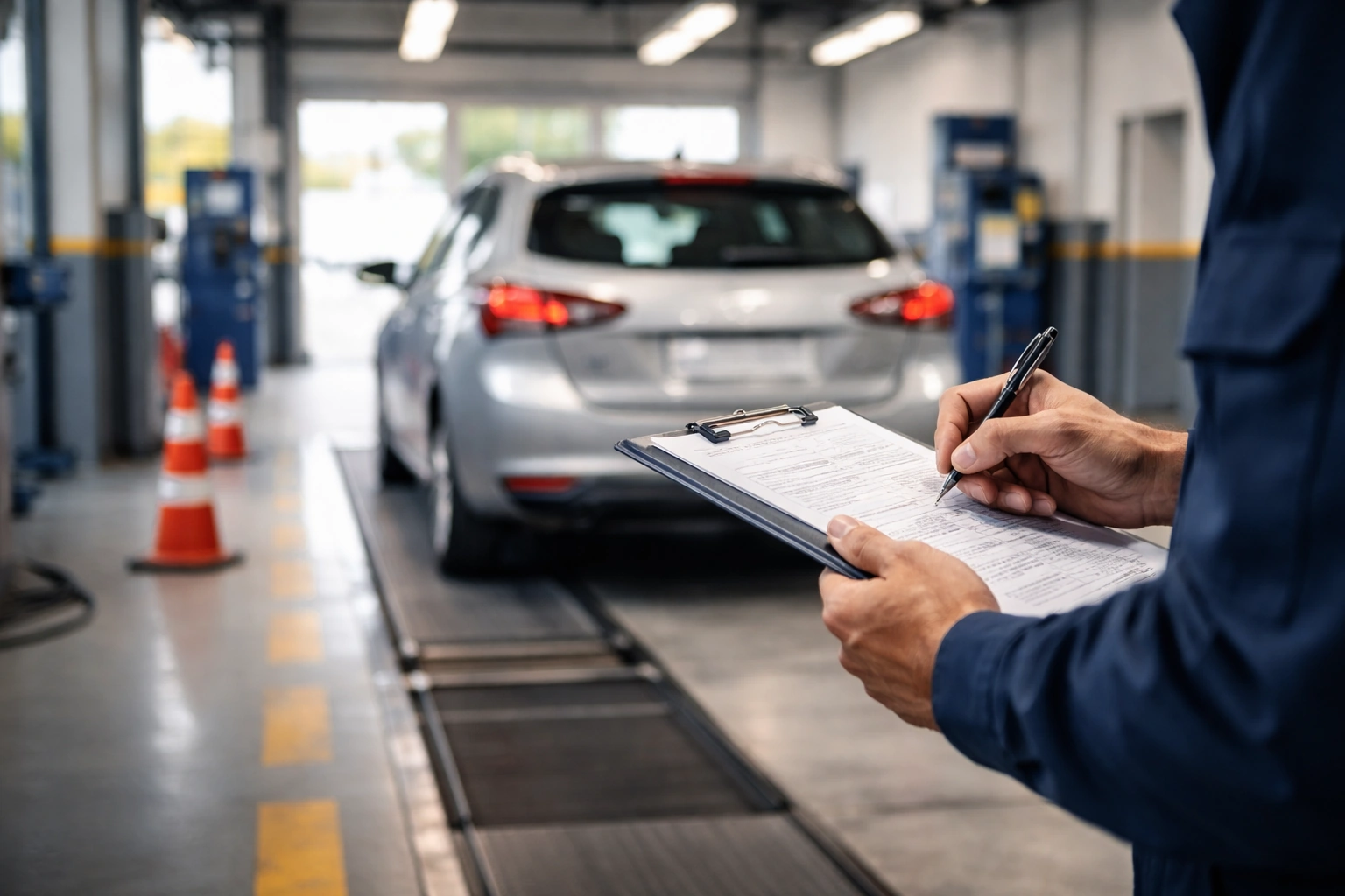 Carro num centro de inspeção automóvel, a ilustrar a regra dos recalls na IPO