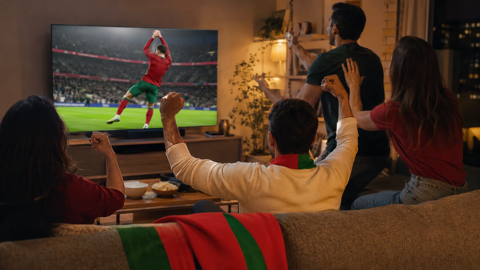 Adeptos portugueses a celebrar uma vitória da Seleção no Mundial