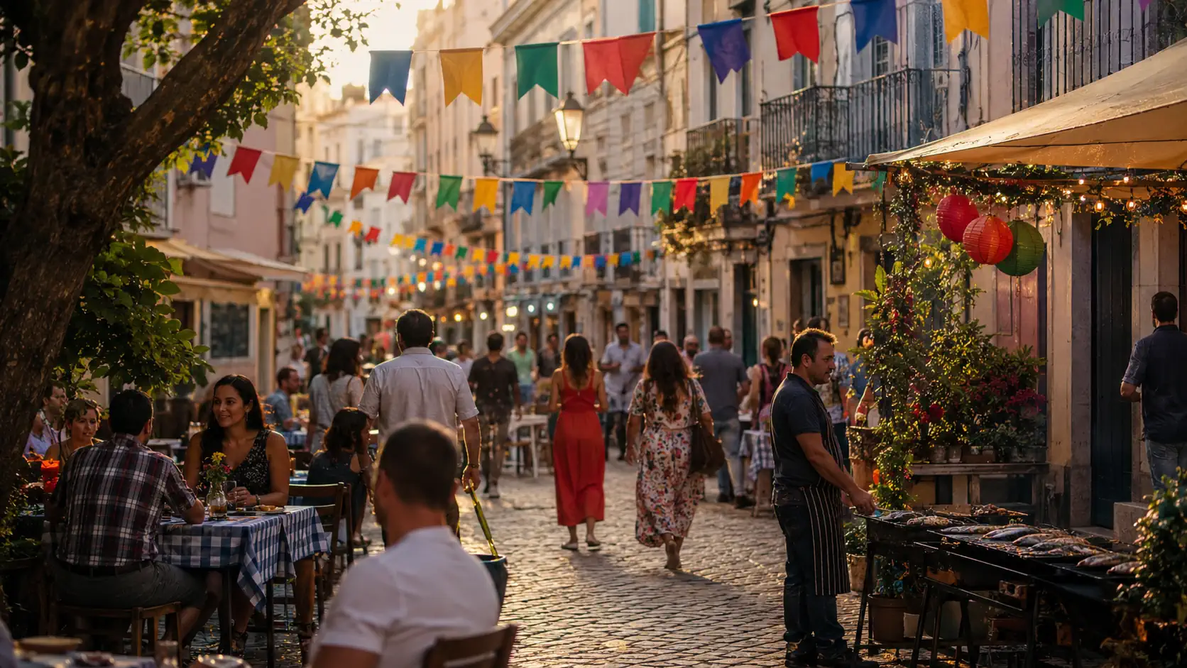 Arraial dos Santos Populares numa rua de Lisboa