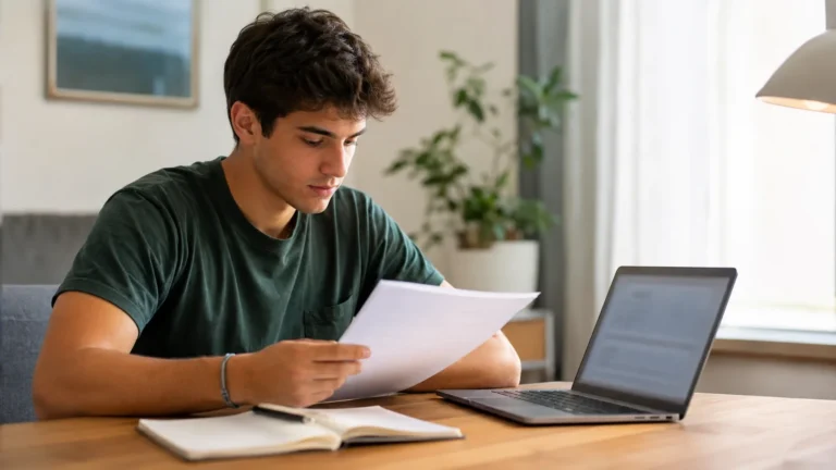 Estudante verifica a Ficha ENES antes da candidatura ao ensino superior